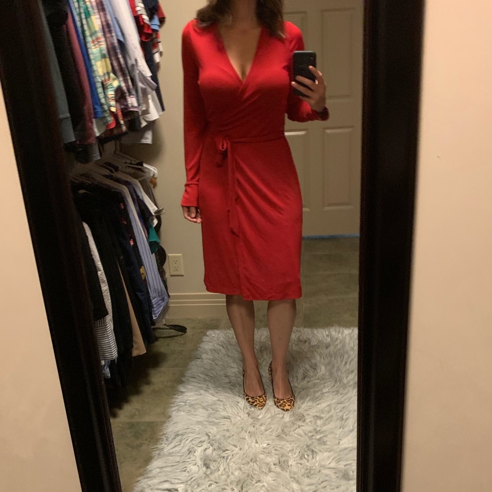 Ann Taylor red wrap dress